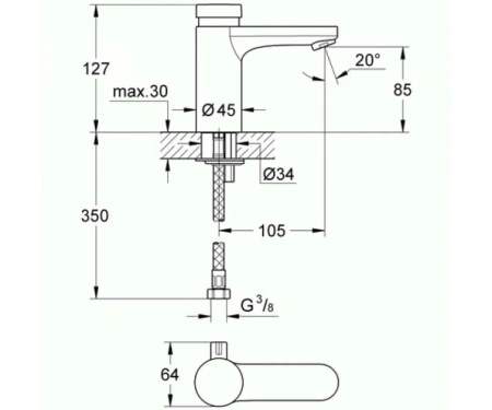 Фото Змішувач GROHE EUROSMART COSMOPOLITAN S